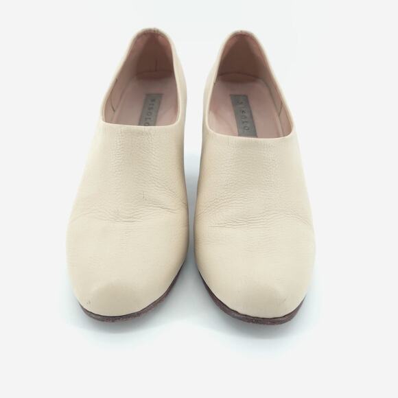 Nisolo Austin Bone Modern Timeless Low Cut Slip On Ankle Booties Wood Stack Heel - Picture 3 of 10